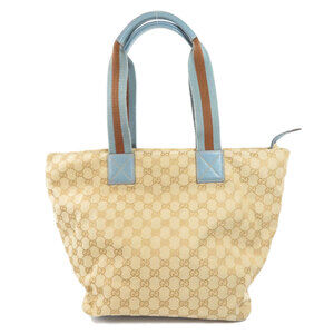 Gucci GG Sherry Bag Line beige Canvas Tote blue Shoulder